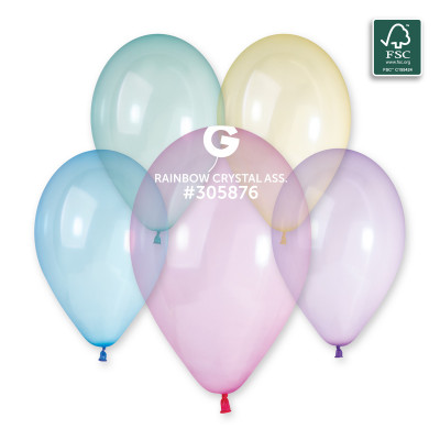 Ballons Rainbow Cristal Assortment 33cm 10 pièces Mes Ballons Arc-en-ciel #305876: Jaune #015, Rose #016, Lila #017, Jade Ver