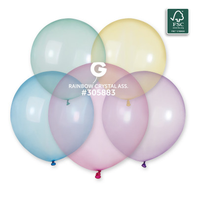 Ballons Rainbow Cristal Assortment 48cm 5 pièces Mes Ballons Arc-en-ciel #305883: Jaune #015, Rose #016, Lila #017, Jade Vert
